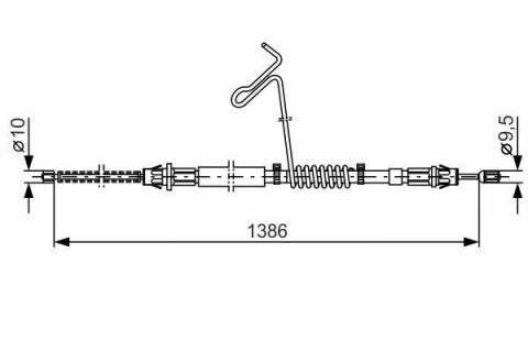 Трос ручного тормоза задний правыйTransit 00- 1386 (заднее/прив. одно/катков.) FORD
