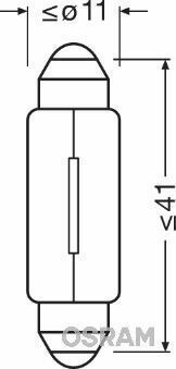 Автолампа C10W 12V 10W SV8.5-8 (пальчик 41мм) (= 6411_02B)