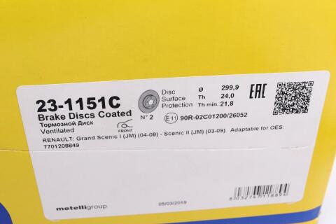Диск гальмівний (передній) Renault Scenic II 2.0dCi 05-09 (299.9x24) (з покриттям) (вентильований)