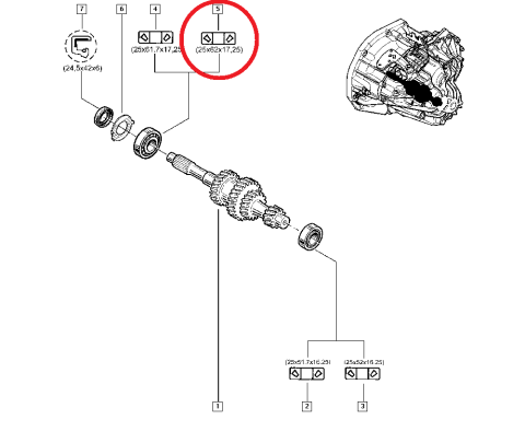 Підшипник КПП Renault Trafic/Opel Vivaro (25x62x17.25) первинний вал