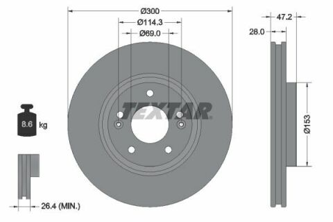 Диск тормозной (передний) Hyundai Tucson 05-10/i40/Kia Sportage 10-(300x28) (заменено на 92166505)