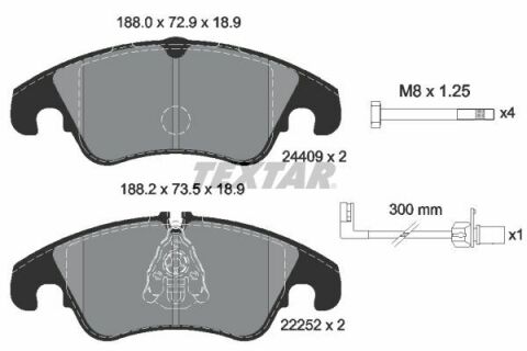 Колодки тормозные (передние) Audi A6/A7/Q5 08- (TRW) (с датчиком) Q+