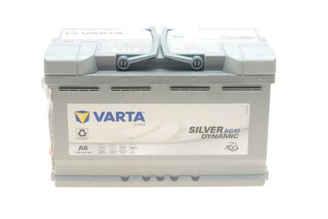 Аккумуляторная батарея 80Ah/800A (315x175x190/+R/B13) (Start-Stop AGM) Silver Dynamic A6