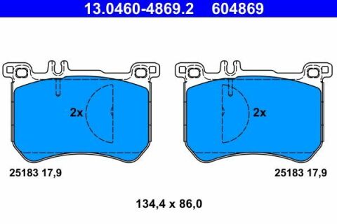 Колодки гальмівні (передні) MB S-class (W222, V222, X222)/SL-class (R231) 12- (Brembo)