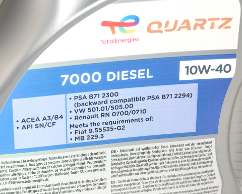 Олива 10W40 Quartz 7000 Diesel (5L) (MB229.1/VW505.00) (201524)