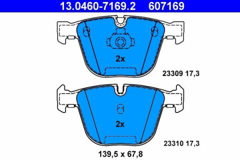 Колодки гальмівні (задні) BMW 5 (E60/65)/X5 (E70/F15)/X6 (E71/E72) 3.0-4.4 08- (Ate)