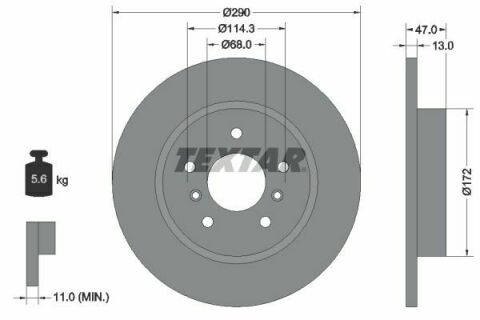 Диск тормозной (задний) Nissan Qashqai II/ Renault Kadjar 13-(290x13) PRO