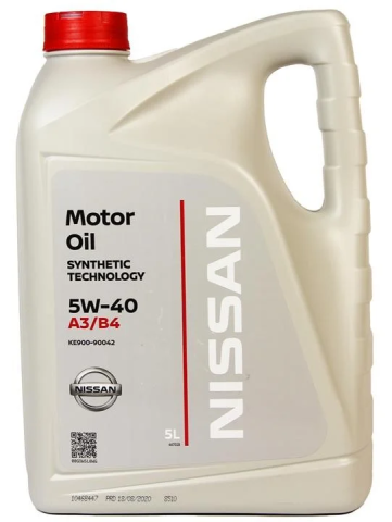 Моторна олива Nissan Motor Oil A3/B4 5W-40, 5 літрів Моторна олива Nissan Motor Oil A3/B4 5W-40, 5 літрів