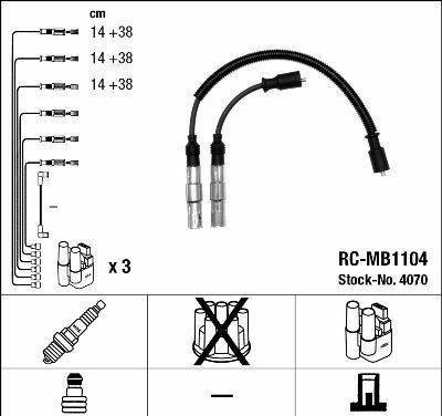 Комплект изолированных проводов для свечей зажигания rc-mb1104