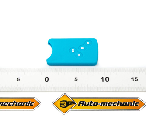 Силиконовый чехол на ключ-карту (синий), на 4 кнопки Renault Logan / Renault Clio / Renault Megane / Renault Scenic