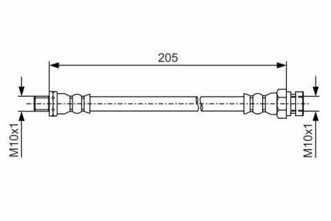 Шланг тормозной (задний) Mitsubishi Outlander 03-08/Lancer 02-13 (L=205mm)