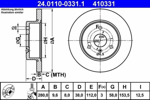 Диск гальмівний Smart Fortwo 0.8/1.0 CDi 07- (280x9.6)