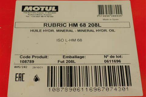 Гідравлічна рідина Rubric HM 68 (208L)