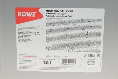 Олива HIGHTEC ATF 9008 (20L) (VW G 060 162/G 055 540/BMW 83 22 2 152 426) (синьо-зелений)