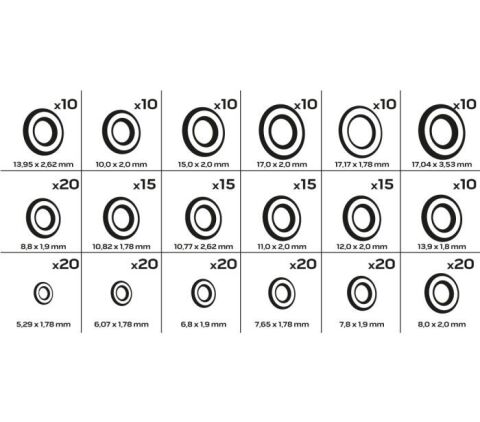 Набір кілець гумових O-ring 270 од. Набір кілець гумових O-ring 270 од.