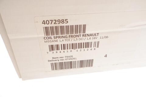 Пружина (передняя) Renault Megane III 1.2TCe/1.4TCe/1.5dCi/1.6 16V/BiFuel 08- (унив./накл.зад.ч)