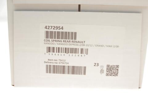 Пружина (задняя) Renault Kangoo 1.5dCi/1.6 08- (вен/фургон) (осн: Kangoo/Kangoo Express/Grand Kangoo)