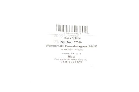 Датчик зносу гальмівних колодок (передніх) BMW 1 (E81/82)/ 3 (E90-93) 04-11 (L=650mm)