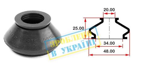 Пильник опори кульової рульового наконечника (універсальний) (34х20x25)