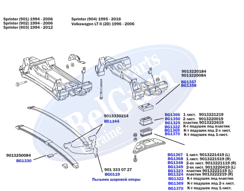 Кронштейн подушки ресори передньої (червоний) MB Sprinter 96-06/Volkswagen Crafter 06- (R)