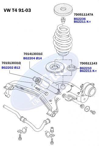 Проставка пружины (задняя/нижняя) VW Т4 91-03