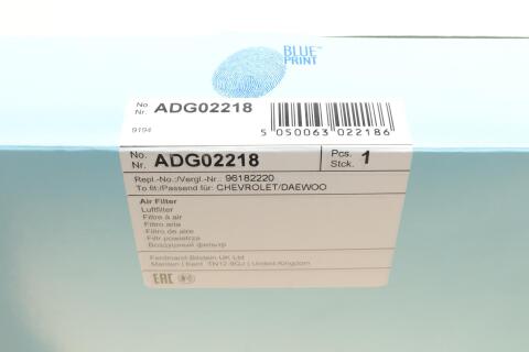 Фільтр повітряний Daewoo/Chevrolet Lanos 1.3SOHC/1.6DOHC 97-18