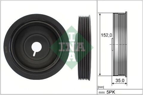 Шків колінвалу Renault Kangoo 1.5dCi -04,2004 (5PK), K9K 700/702/704/710