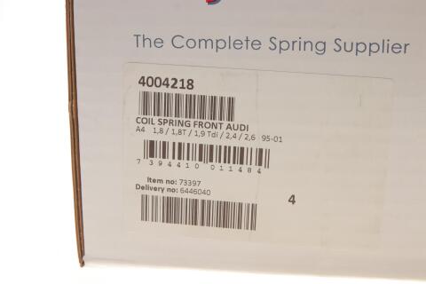 Пружина (передня) Audi A4 1.6 АКПП 94-00/1.8/1.9TDI/2.4/2.6/2.8 МКПП 95-01 (седан/унив)(без спорт.)
