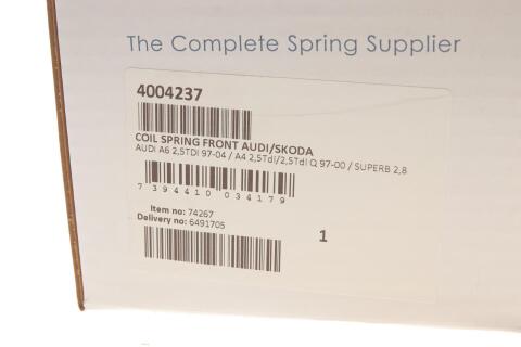 Пружина (передня) Audi A4/A6 2.5TDI 97-05 (седан/універсал)/Skoda SuperB I 2.8 V6 01-08 (седан)