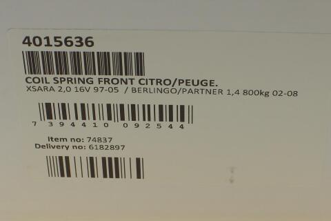 Пружина (передняя) Citroen Berlingo 1.4i 02-11 (фург)(+AC)/Xsara 2.0 16V 98-05 (накл.з.ч/ун/купе)