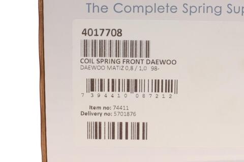 Пружина (передня) Daewoo Matiz 0.8/1.0 98- (нах.зад.частина)