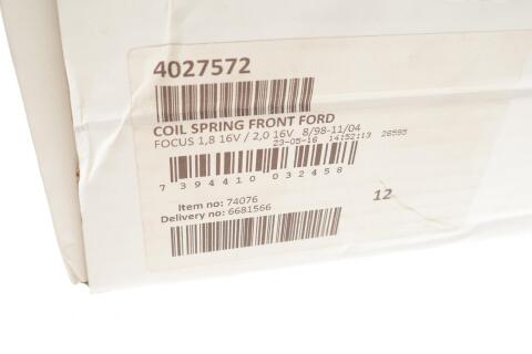 Пружина (передняя) Ford Focus 1.8 16V/2.0 16V 98-05 (седан/универсал/нах.зад.часть/фургон)