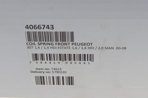 Пружина (передня) Peugeot 307/SW 1.4-1.6/16V/HDi/2.0/2.0 16V (МКПП для 2.0) 00-12 (накл.зад.ч/унив) Пружина (передня) Peugeot 307/SW 1.4-1.6/16V/HDi/2.0/2.0 16V (МКПП для 2.0) 00-12 (накл.зад.ч/унив)