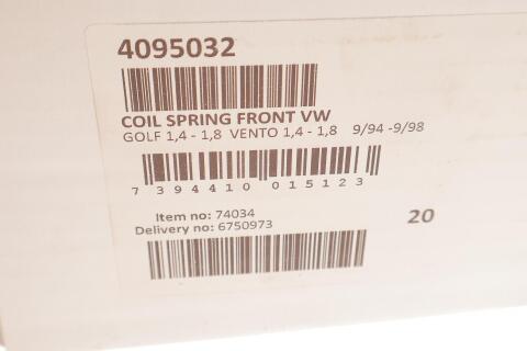 Пружина (передня) VW Golf III/Vento 1.4/1.6/1.8 94-99 (нах.зад.частина/універсал/фургон/седан)
