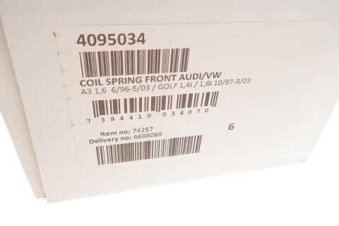Пружина (передня) VW Golf IV 1.4 16V (-AC)/1.6/16V/FSI МКПП (-AC) 97-06 (накл.з.ч/ун)/Audi A3 96-03 Пружина (передня) VW Golf IV 1.4 16V (-AC)/1.6/16V/FSI МКПП (-AC) 97-06 (накл.з.ч/ун)/Audi A3 96-03