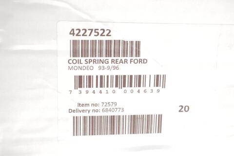 Пружина (задня) Ford Mondeo I 1.6i-2.0i 16V/2.5i 24V/1.8TD 93-96 (седан/нах.зад.частина) Пружина (задня) Ford Mondeo I 1.6i-2.0i 16V/2.5i 24V/1.8TD 93-96 (седан/нах.зад.частина)