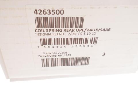 Пружина (задня) Opel Insignia A 1.4-1.8/1.6-2.0CDTI 08-17 (універсал) (з пост.діам.)