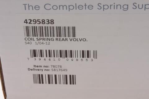 Пружина (задня) Volvo S40 1.6-2.4/1.6D/2.0TDI/2.4CDI/2.5D/D3/D4 04-12 (седан) (без с-ми рег.дор.пр)