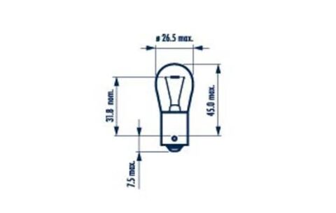 Автолампа P15W 12V 15W BA15s Стандарт