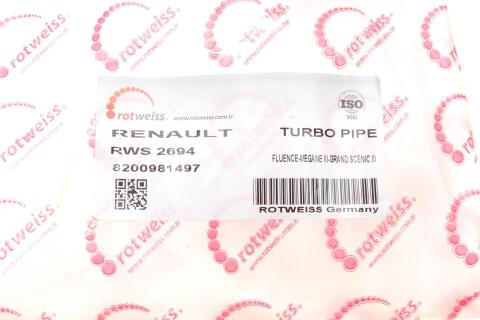 Патрубок интеркулера Renault Fluence/Scenic III/Megane III 1.5dCi 09-