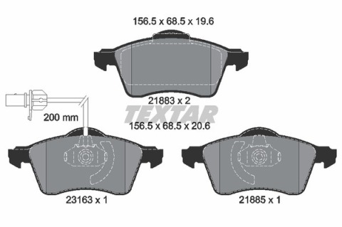 Колодки тормозные (передние) VW T4 90-03 R15 (с датчиком) (Teves) Q+