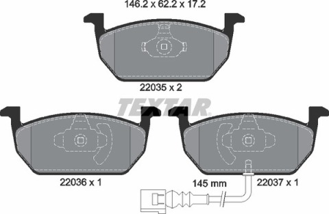 Колодки тормозные (передние) Audi A3/VW Golf VII 12- (с датчиком) (Teves) Q+