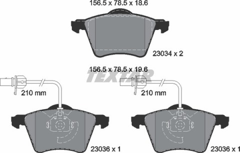 Колодки тормозные (передние) VW T4 90-00 R16 (Teves) Q+ (с датчиками) (156.5x78.5x18.6)