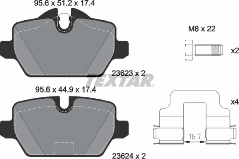 Колодки гальмівні (задні) BMW 3 (E90/E92) 00-13/1 (E81/82/87) 03-13 (TRW) Q+