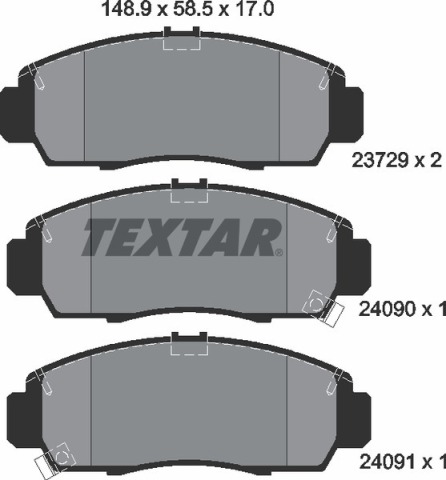 Колодки тормозные (передние) Honda Accord/Civic 00- (Nissin) (148.8x58.5x17) R15