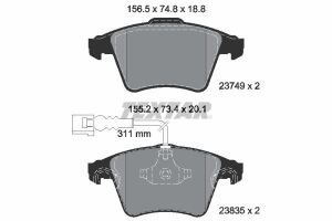Колодки гальмівні (передні) VW Touareg 2.5TDI 03-10 (Teves) Q+ (з датчиком)