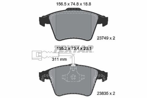 Колодки гальмівні (передні) VW Touareg 2.5TDI 03-10 (Teves) Q+ (з датчиком) Колодки гальмівні (передні) VW Touareg 2.5TDI 03-10 (Teves) Q+ (з датчиком)