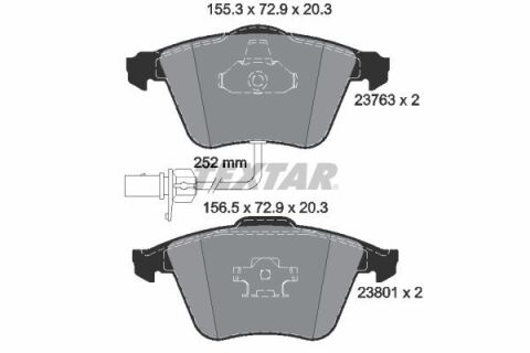 Колодки гальмівні (передні) Audi A4/A6/A8 02-11 (Ate-Teves) (з датчиками/ L=252mm) Q+