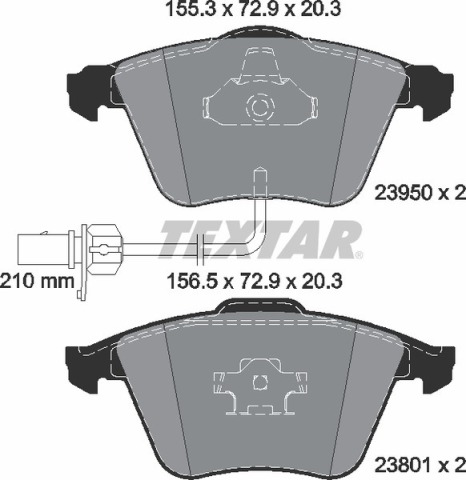 Колодки тормозные (передние) Audi A4/A6/A8 02- (Teves) Q+ (с датчиками/L=210mm)