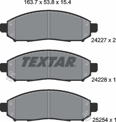 Колодки гальмівні (передні) Nissan Leaf 10-14/Navara/Pathfinder 04- (Tokico) (163.7x53.8x15.4)